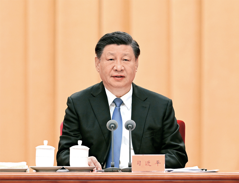 2023年1月9日，中共中央總書記、國家主席、中央軍委主席習(xí)近平在中國共產(chǎn)黨第二十屆中央紀(jì)律檢查委員會第二次全體會議上發(fā)表重要講話。 新華社記者 張領(lǐng)/攝